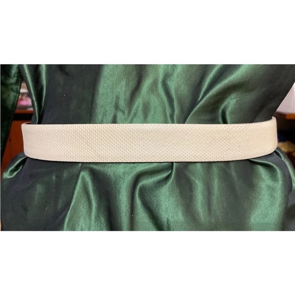 New Ralph Lauren Purple Label White Snake skin Belt Gold Buckle New $870 Size M - Picture 4 of 6